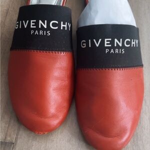 Givenchy Red Leather Slip-Ons with Black Band